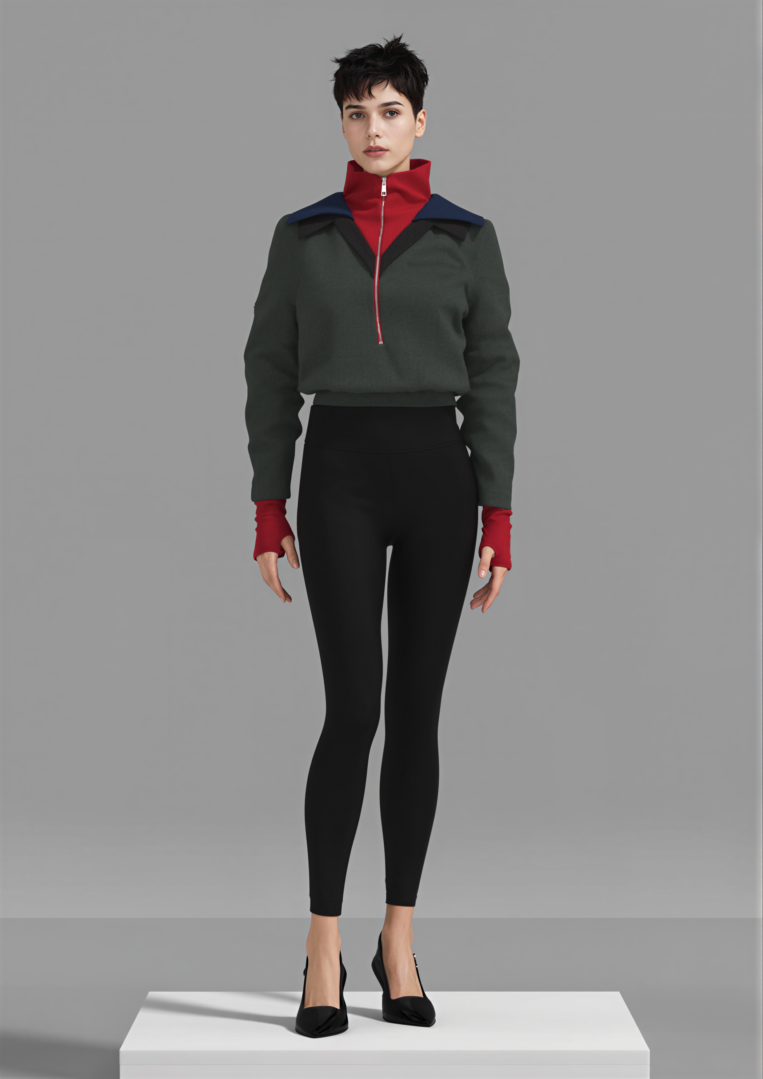 CROPPED JACKED WITH THREE COLLARS